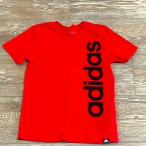 Boys Adidas Red T-Shirt with Black Logo